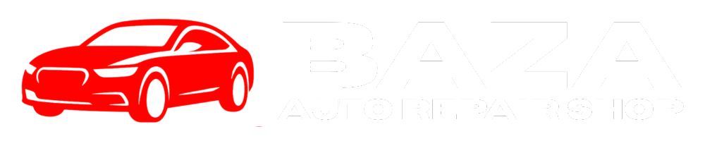 red text logo baza auto repair